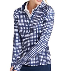 Vineyard Vines Blue Gingham Half Zip Pullover